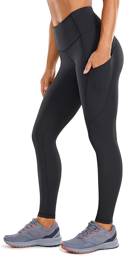 CRZ YOGA Naked Feeling Workout Leggings Pockets 25'' - High Waisted Womens Yoga Pants Running Tights
