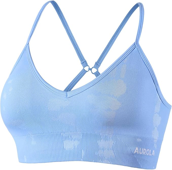 AUROLA Serpent Seamless Sports Bras for Women,Backless Padded Strappy Workout Gym Yoga Crop Tops