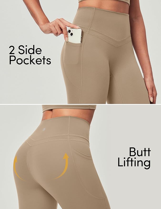 IUGA Compression Leggings with Pockets for Women Tummy Control Leggings No Front Seam Workout High Waist Yoga Pants