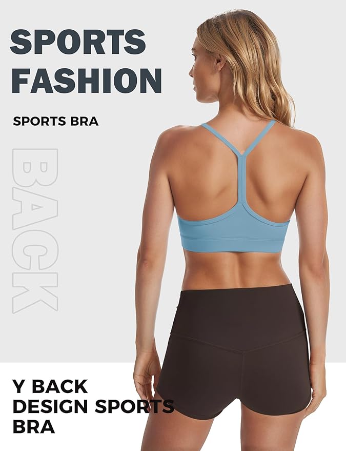 Buauty Sports Bra for Women, Y Back Light Support Workout Bra with Removable Pads for Yoga Pilates Gym