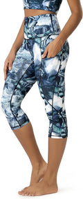 ODODOS Women's High Waisted Yoga Capris with Pockets, Tummy Control Non See Through Workout Athletic Running Capri Leggings