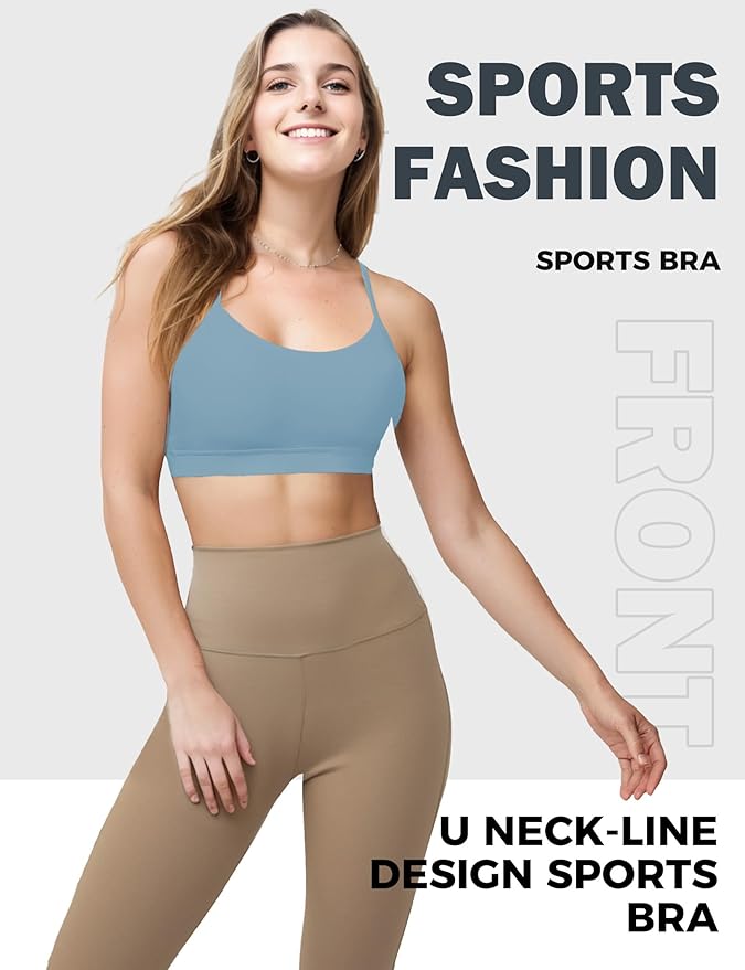Buauty Sports Bra for Women, Y Back Light Support Workout Bra with Removable Pads for Yoga Pilates Gym