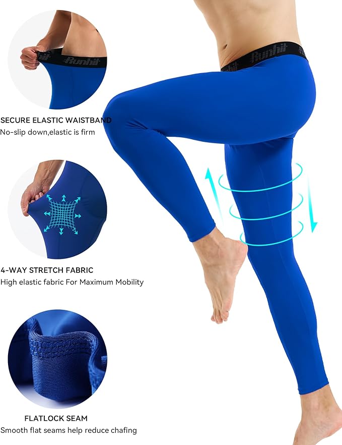 Runhit Men’s Compression Pants Running Tights Workout Leggings Athletic Base Layer Pants for Sports Yoga Basketball