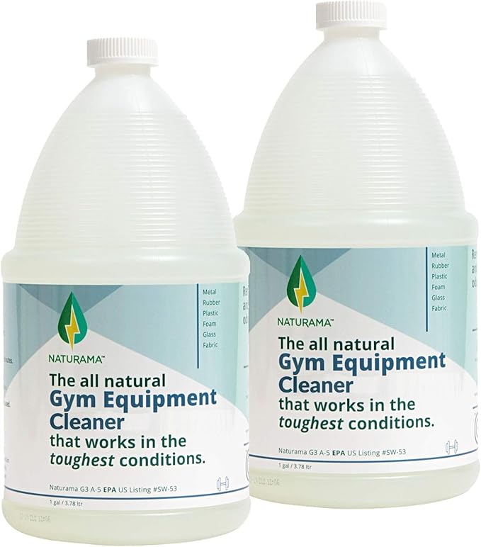 Naturama Yoga Mat Cleaner - Eco-Friendly Gym Equipment Cleaner, Works Great On Exercise Machines, Mats, Sports Gear. Cleans Sweat Without Slippery Residue. unscented and Hypoallergenic. (1G x 2)