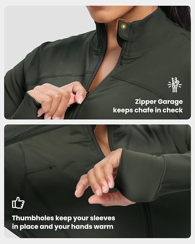 GYM RAINBOW Womens Zip Up Workout Jakcets Lightweight Slim Fit Running Athletic Jackets with Thumb Holes
