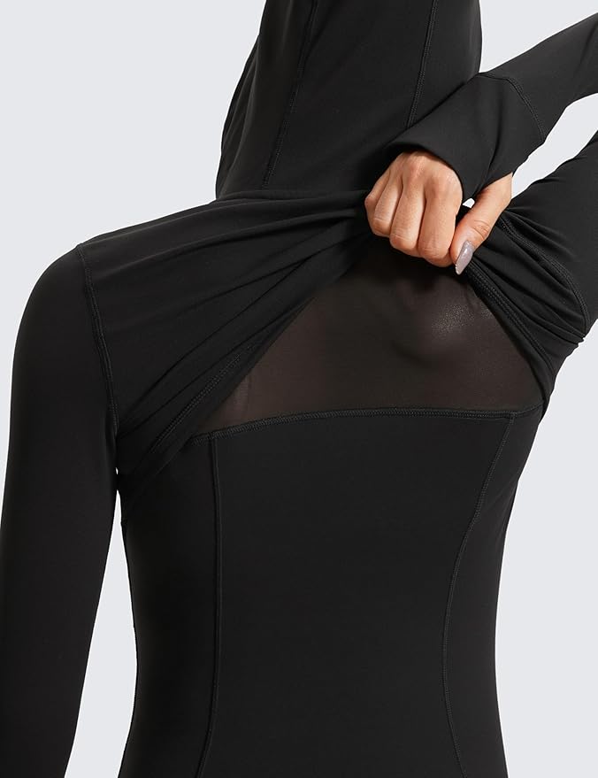 CRZ YOGA Butterluxe Hooded Athletic Jackets for Women - Full Zip Track Casual Tops with Thumb Holes Pockets