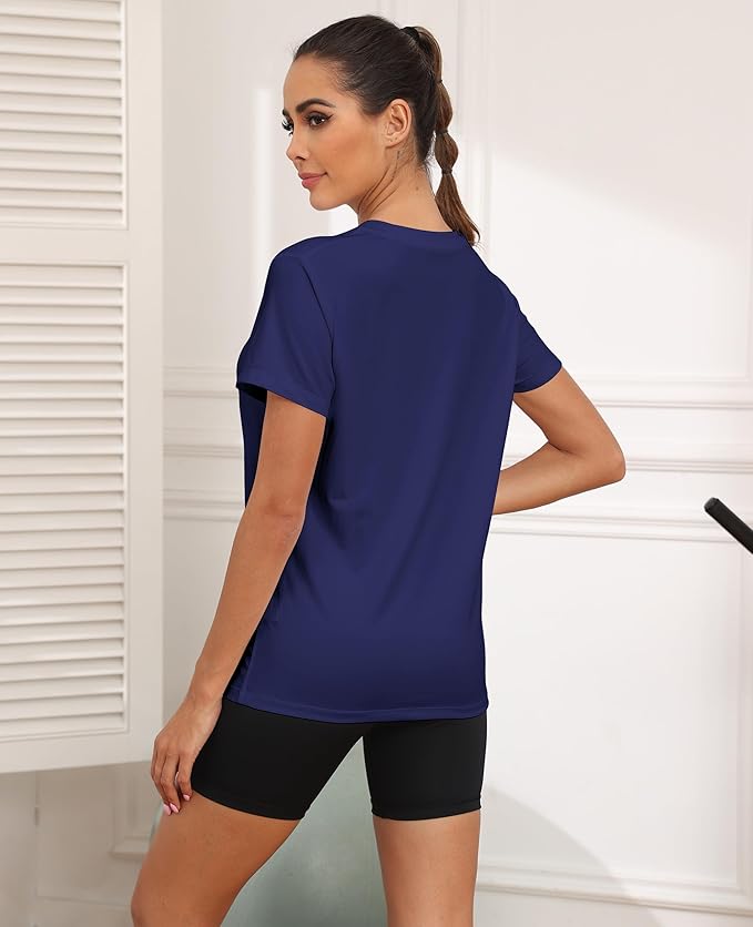 KevaMolly Workout Tops for Women UPF50+ Breathable Loose Fit Yoga T Shirts Short Sleeve Running Gym Athletic Tee Top