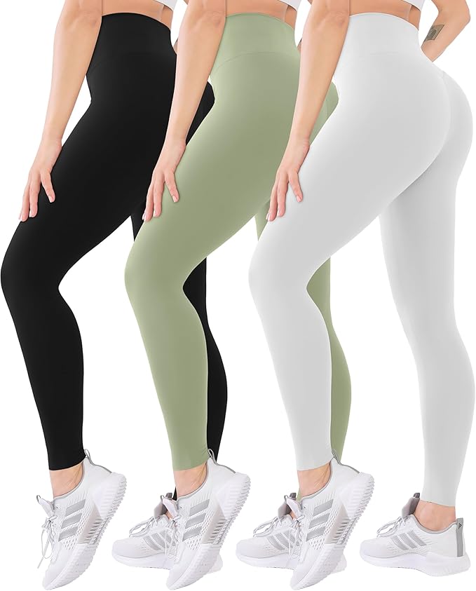 Blisset 3 Pack High Waisted Leggings for Women with Pockets Soft Active Tummy Control Pants for Yoga Running & Daily Wear
