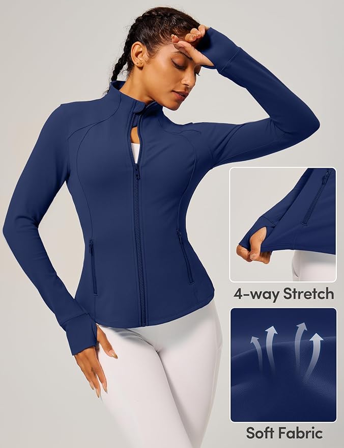 IUGA Women's Workout Jackets BBL Running Athletic Jackets Lightweight Full Zip Up Slim Fit for Women with Thumb Holes