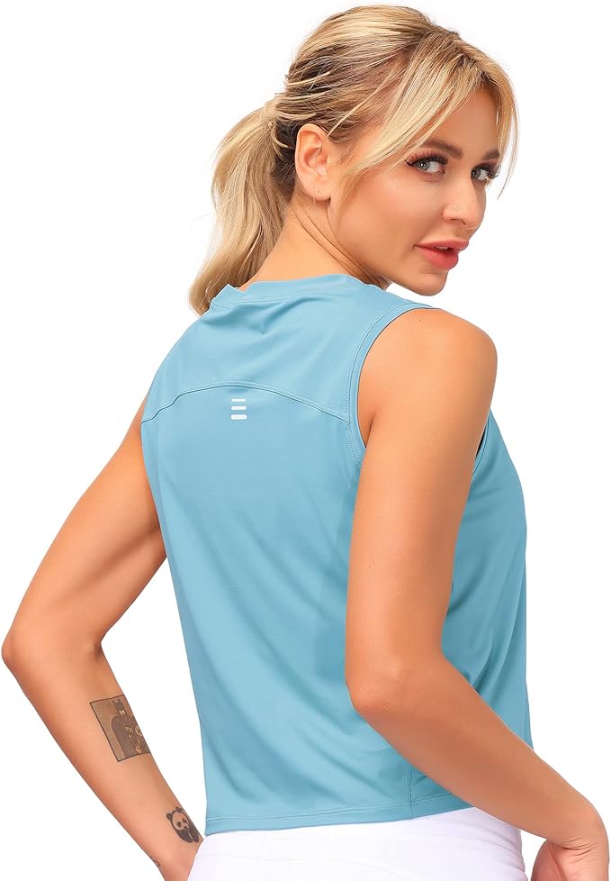 Dragon Fit Womens Ice Silk Workout Tank Tops Sleeveless Cropped Yoga Shirt for Running Gym Summer