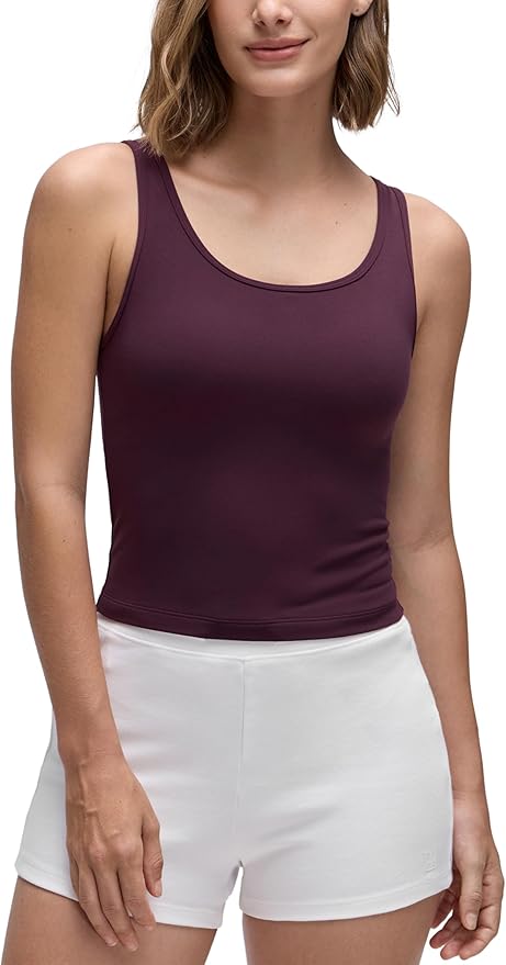 CRZ YOGA Butterluxe Double Lined Tank Tops for Women - Workout Casual Scoop Neck Racerback Crop Sleeveless Shirt