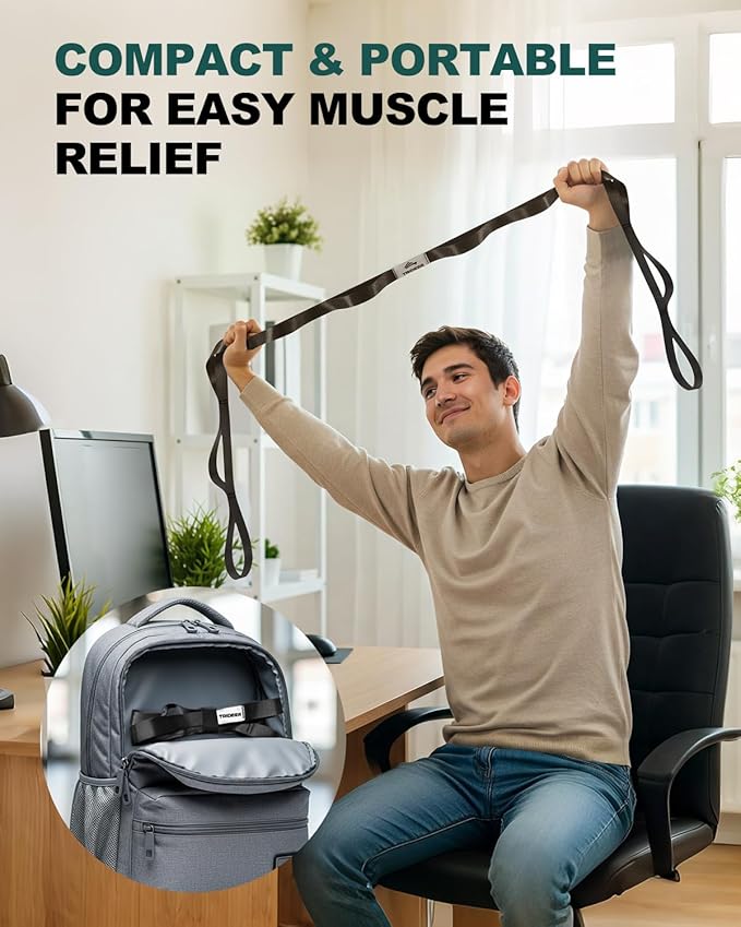 Trideer Stretching Strap for Physical Therapy & Home Rehab, Non-Elastic Yoga Strap for Stretching with Loops for Hamstring, Calf & Back Stretcher Mobility, Hip & Pilates