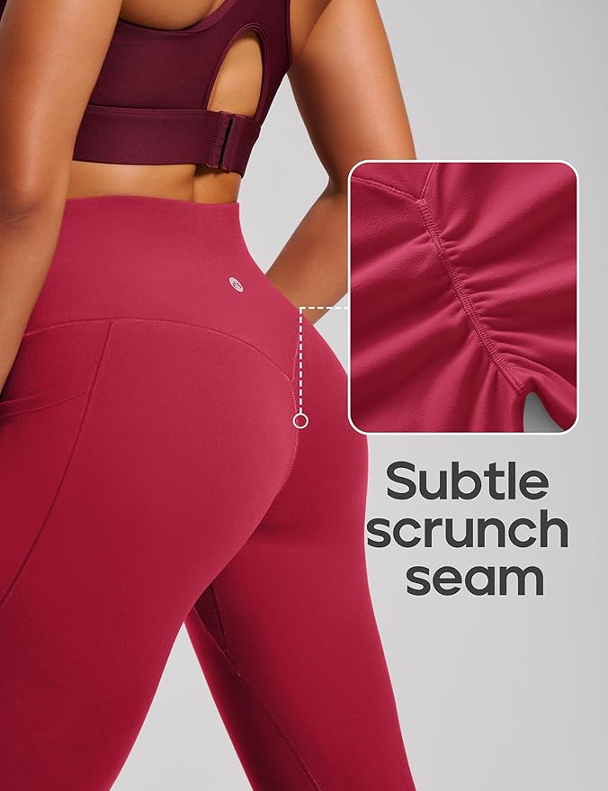 Heathyoga Scrunch Butt Lifting Leggings with Pockets for Women Tummy Control Compression Leggings No Front Seam Yoga Pants