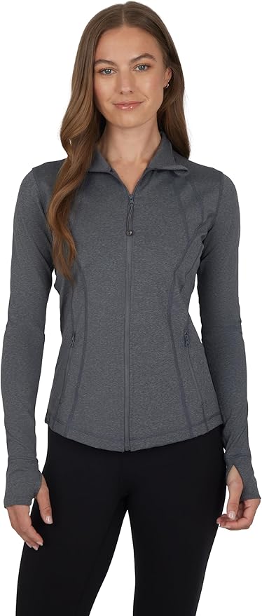 90 Degree By Reflex Full Zip Running Track Jacket Lightweight Athletic Slim Fit Jacket with Thumbholes