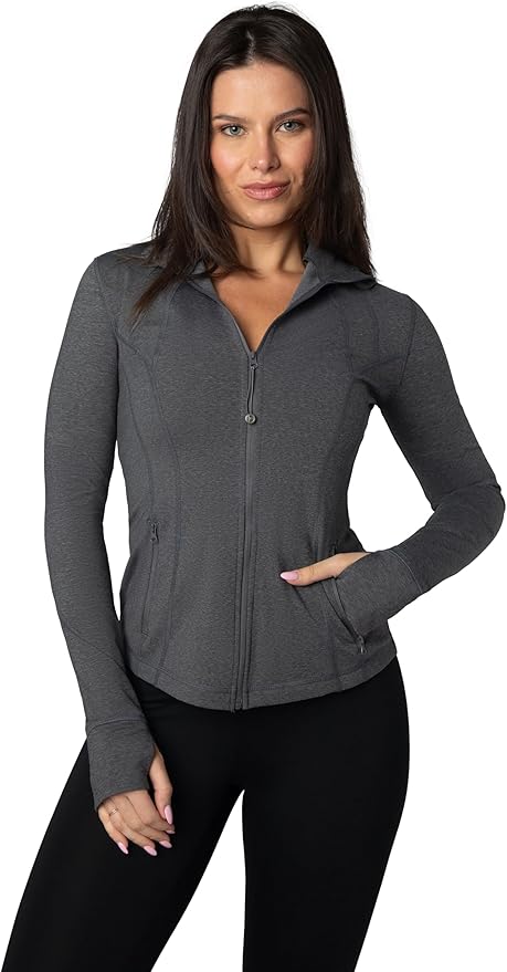 90 Degree By Reflex Full Zip Running Track Jacket Lightweight Athletic Slim Fit Jacket with Thumbholes