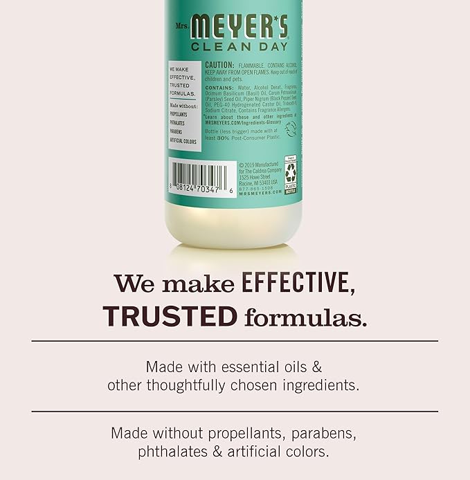 MRS. MEYER'S CLEAN DAY Room Spray, Basil Scent, 8 Fl Oz Bottle