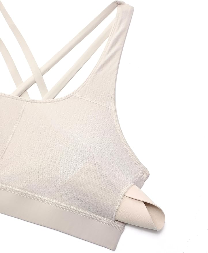 CRZ YOGA Naked Feeling Strappy Padded Sports Bras for Women - Fitness Workout Top Criss Cross Back Yoga Cami