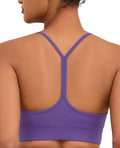 Womens Y-Back Sports Bra, Weightless Padded Yoga Bra, Spaghetti Strap Low Impact Gym Top for Workout & Daily Wear