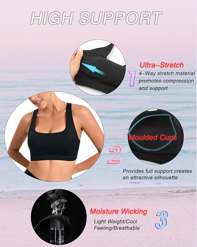 RUNNING GIRL Sports Bras for Women, Molded Cup High Impact Sports Bra Workout Bras for Women High Support Racerback