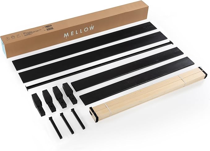 Mellow Naturalista Grand 12 Inch Solid Wood Platform Bed with Wooden Slats, Easy Assembly, Twin, Black