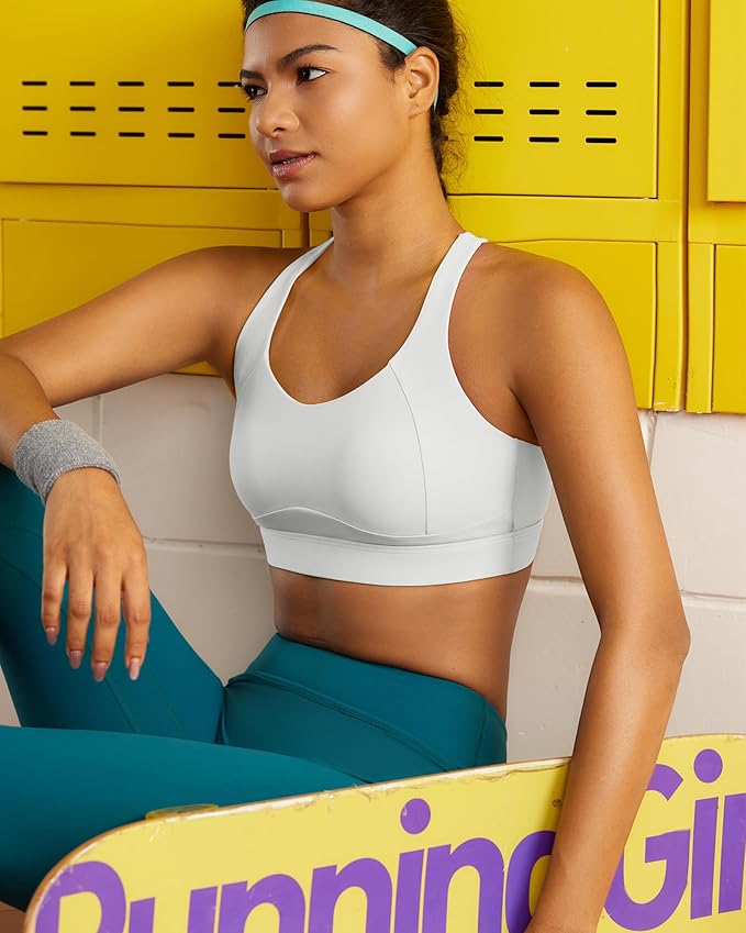 RUNNING GIRL High Impact Sports Bras for Women,Racerback Running Bra Workout Crop Tank Tops Longline Sports Bra Push up