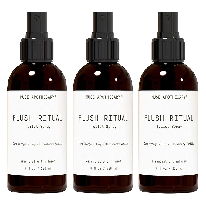 Muse Apothecary Flush Ritual - Aromatic & Refreshing Toilet Spray, Use Before You Go, 8 oz, Infused with Natural Essential Oils - Cara Orange + Fig + Blackberry Vanilla, 3 Pack