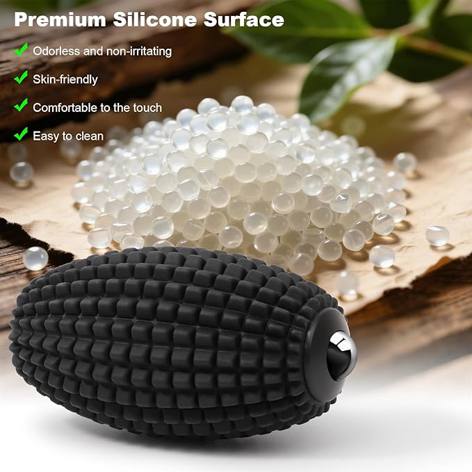 HODEMI Vibrating Massage Ball Roller with Rolling Head for Foot & Muscle Relaxation, Electric Massage Ball with 3 Speeds for Myofascial Release, Sports Recovery, Yoga & Fitness (Black)