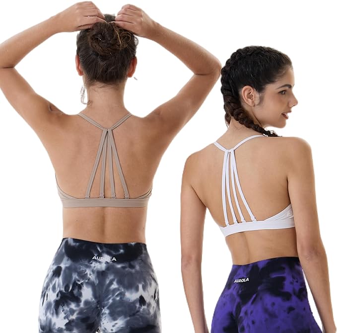 AUROLA Mercury Workout Sports Bras Women Athletic Removable Padded Backless Strapy Minimal Crop Top