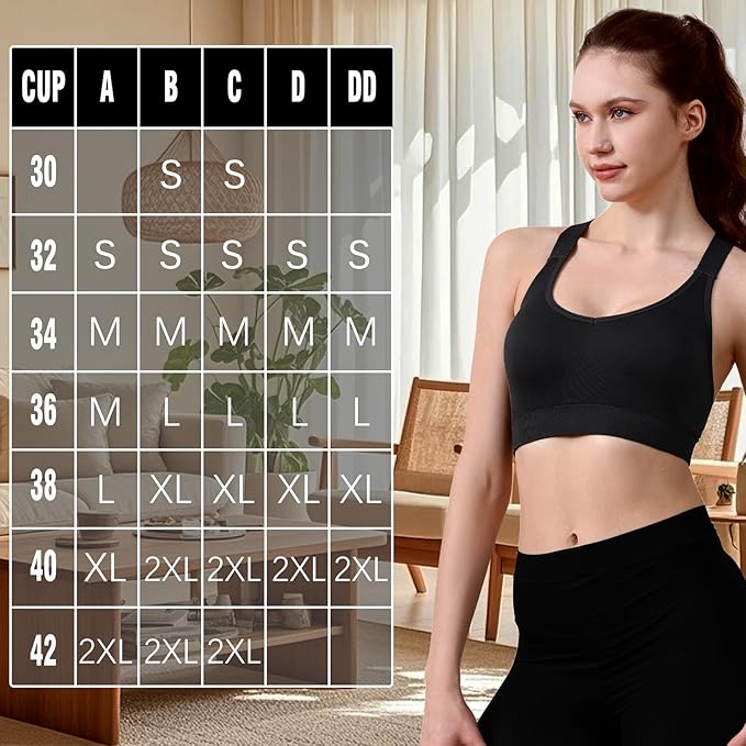 Double Couple Sports Bras for Women Adjustable Medium Impact Racerback Padded Sports Bra for Yoga Gym Fitness Workout