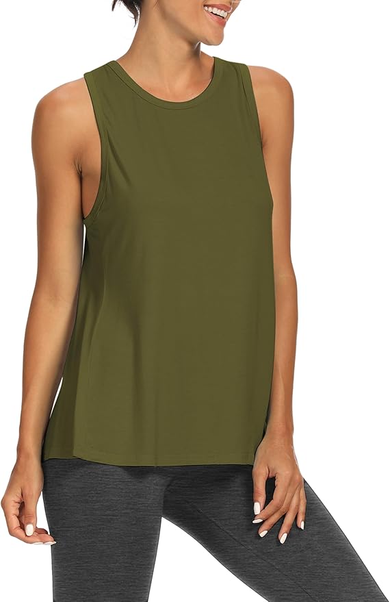 Bestisun Workout Tank Tops Open Back Yoga Exercise Shirts Tie Back Athletic Clothes for Women