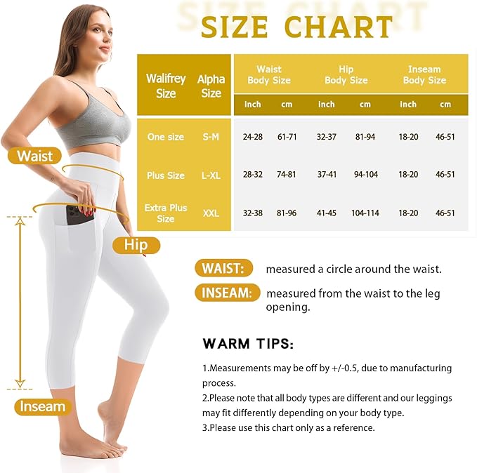 Walifrey Leggings with Pockets for Women, High Waisted Buttery Soft Womens Leggings for Gym Yoga Workout