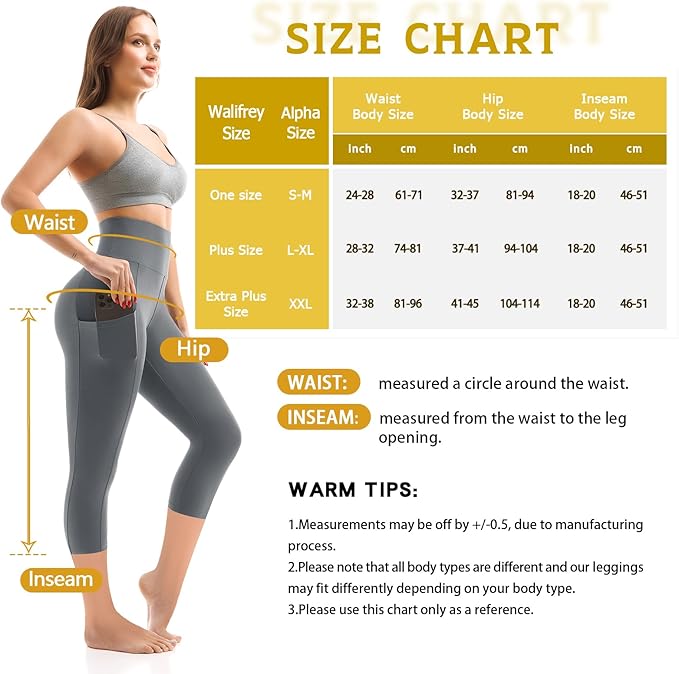 Walifrey Leggings with Pockets for Women, High Waisted Buttery Soft Womens Leggings for Gym Yoga Workout