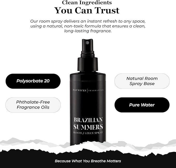 Fragrances - (Brazilian Summers) Linen & Room Spray (8oz) – Bedroom & Home Fragrance Mist, Long-Lasting Freshness To Brighten Up Your Space, Fabric & Air Freshener, Aromatherapy Scent Spray