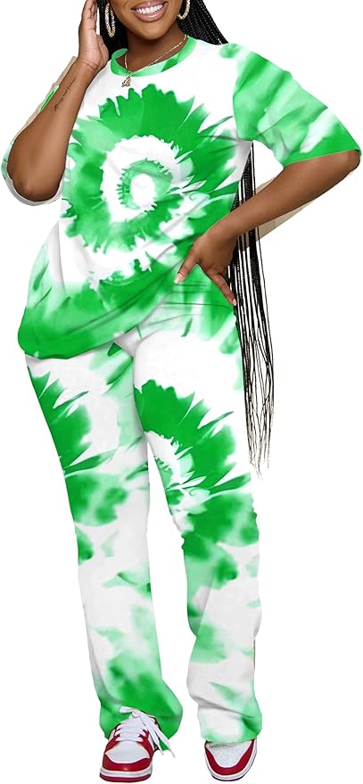 PINSV Women 2 Piece Outfits Short Sleeve Top and Flare Pants Lounge Sets Tracksuit