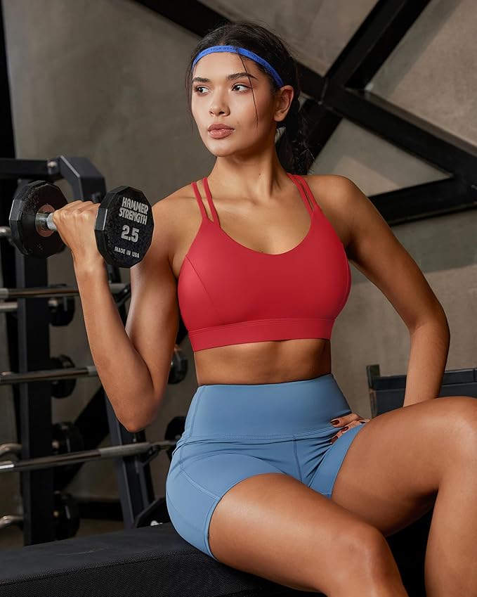 RUNNING GIRL Sports Bras for Women,Strappy Crisscross Back Padded Low Impact Running Sports Bra with Removable Cups