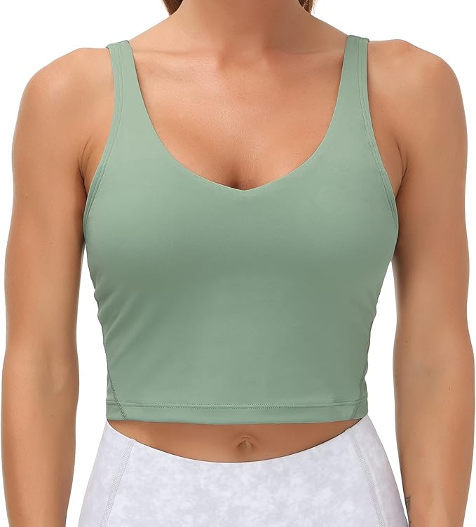 THE GYM PEOPLE Womens' Sports Bra Longline Wirefree Padded with Medium Support