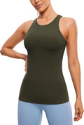 CRZ YOGA Butterluxe High Neck Tank Tops for Women - Racerback Workout Padded Yoga Athletic Camisole with Built in Bra