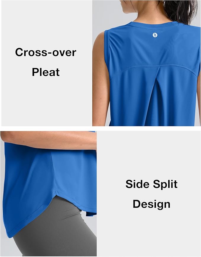 SANTINY Women's Sleeveless Workout Tops Breathable Lightweight Active Tennis Yoga Shirts Athletic Running Tank Tops for Women
