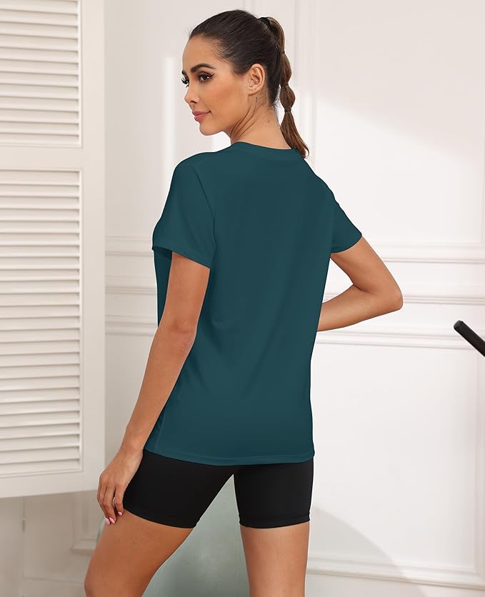 KevaMolly Workout Tops for Women UPF50+ Breathable Loose Fit Yoga T Shirts Short Sleeve Running Gym Athletic Tee Top