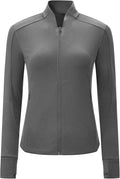 BGOWATU Women's Workout Athletic Jacket Full Zip Running Jackets Gym Yoga Track Tops with Pockets Thumb Hole