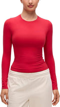 CRZ YOGA Softembrace Crewneck Long Sleeve Shirts for Women - Casual Going Out Tops Soft Basic Fitted Tight Fall T-Shirts