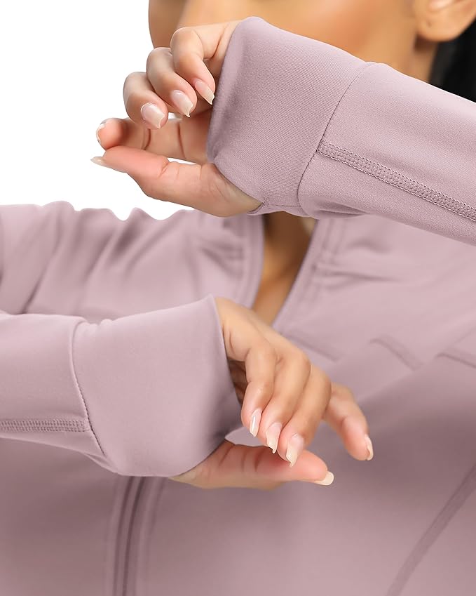 Women BBL Jacket Full Zip UP Workout Athletic Cropped Jacket wIth Thumb Holes Running Yoga Sportswear