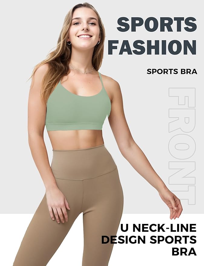 Buauty Sports Bra for Women, Y Back Light Support Workout Bra with Removable Pads for Yoga Pilates Gym