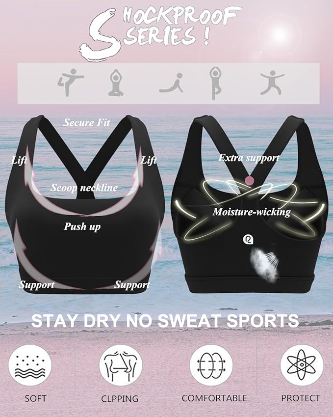 RUNNING GIRL Sports Bras for Women, Molded Cup High Impact Sports Bra Workout Bras for Women High Support Racerback