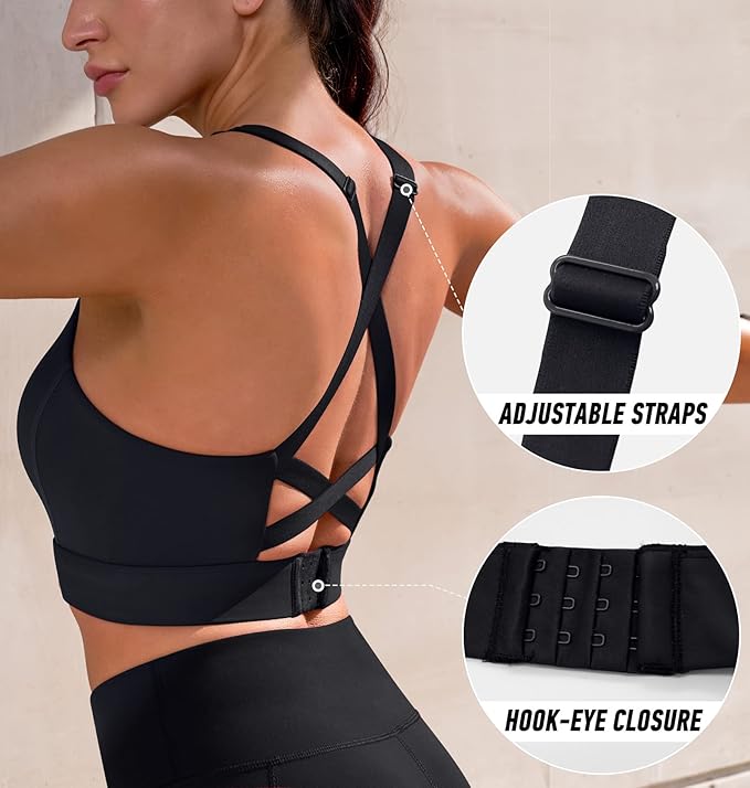 Ewedoos High Support Sports Bras for Women Adjustbale Supportive High Impact Sports Bra Push Up Workout Running Bras