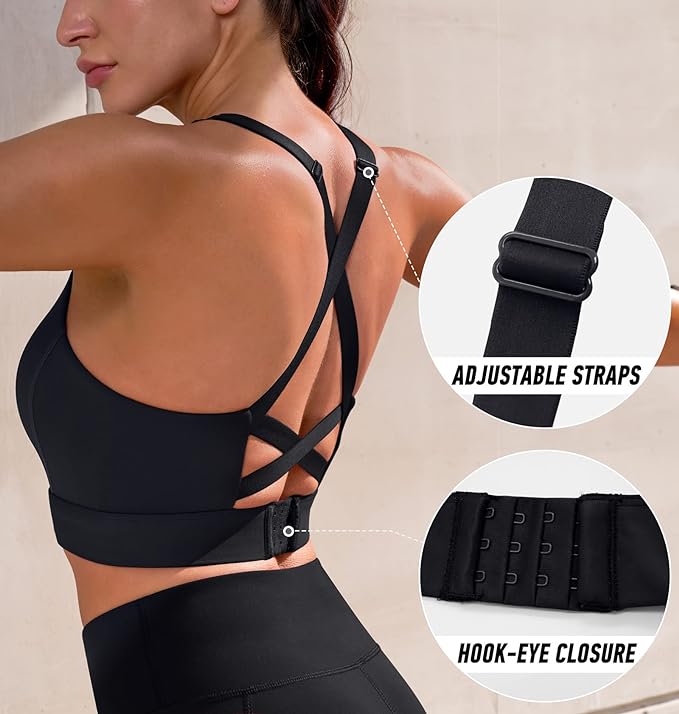 Ewedoos High Support Sports Bras for Women Adjustbale Supportive High Impact Sports Bra Push Up Workout Running Bras