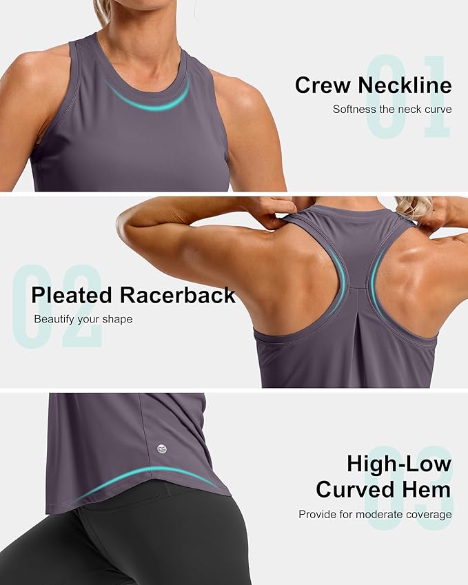 G Gradual Women's Workout Tank Tops Racerback Athletic Yoga Tops Loose Fit Sleeveless Running Gym Sports Shirts for Women