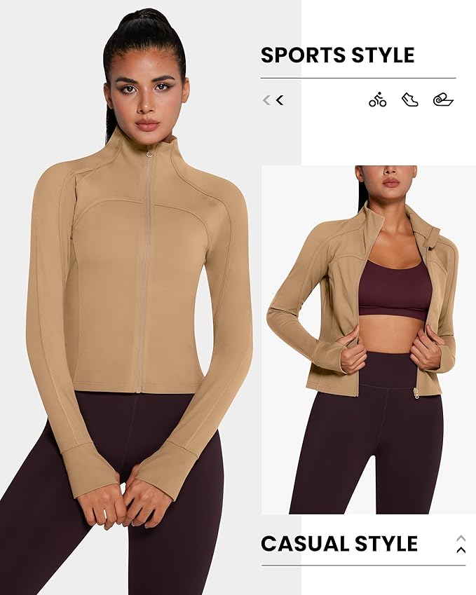 Womens Zip Up Bbl Jacket Lightweight Cropped Athletic Jacket Track Gym Workout Jackets for Running Yoga Hiking
