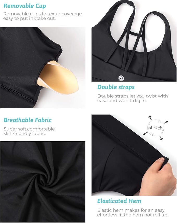 RUNNING GIRL Sports Bras for Women,Padded Sports Bra Tank Top Sexy Crisscross Back High Impact Longline Workout Yoga Bra