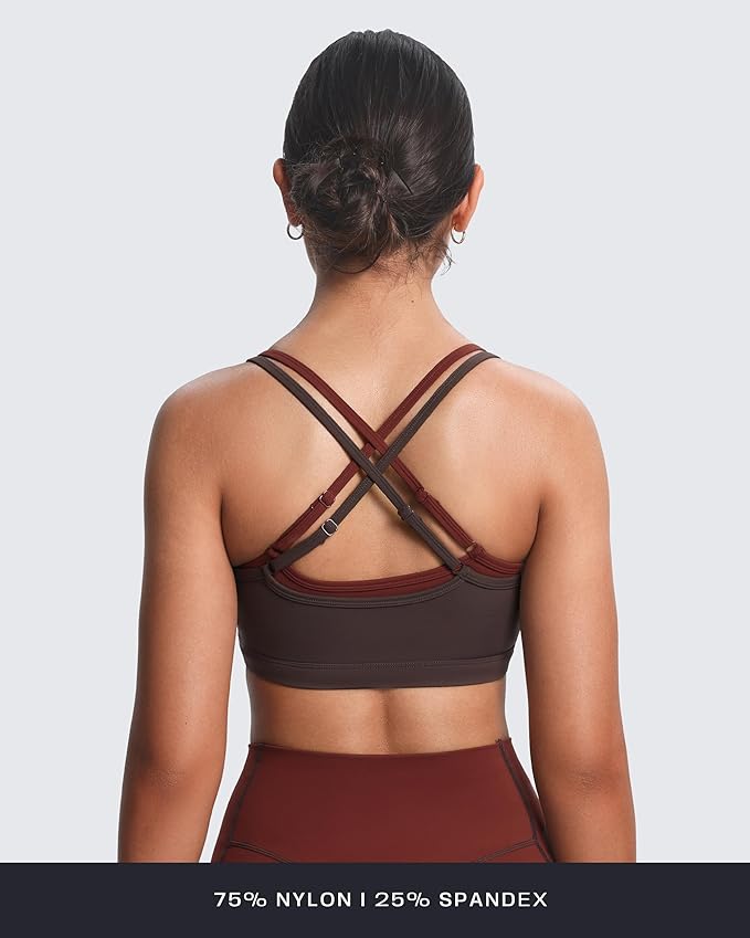 Aoxjox Women's Workout Sports Bras Takes Two Bra High Impact Training Fitness Running Yoga Crop Tank